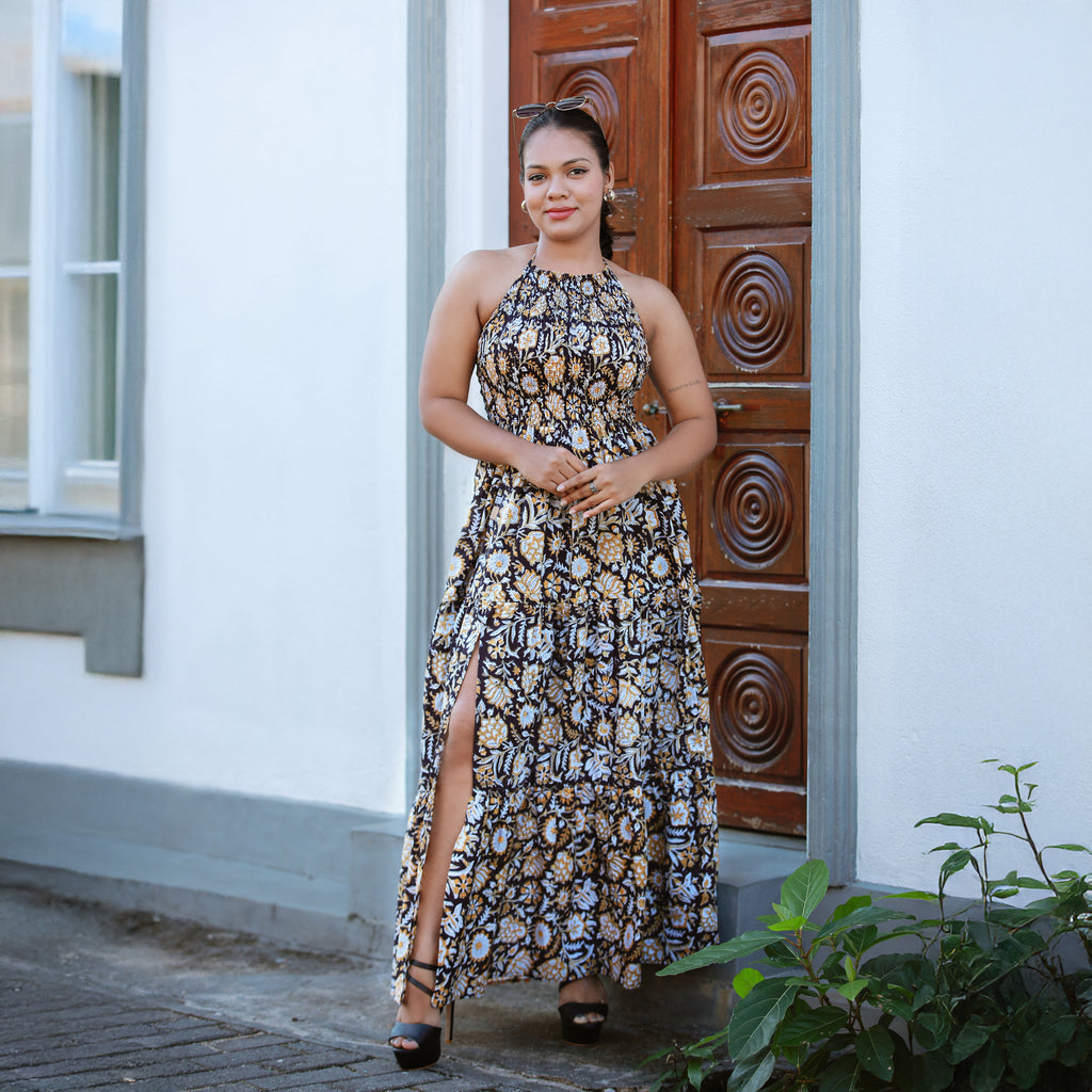Yellow warbler Halter Neck Dress