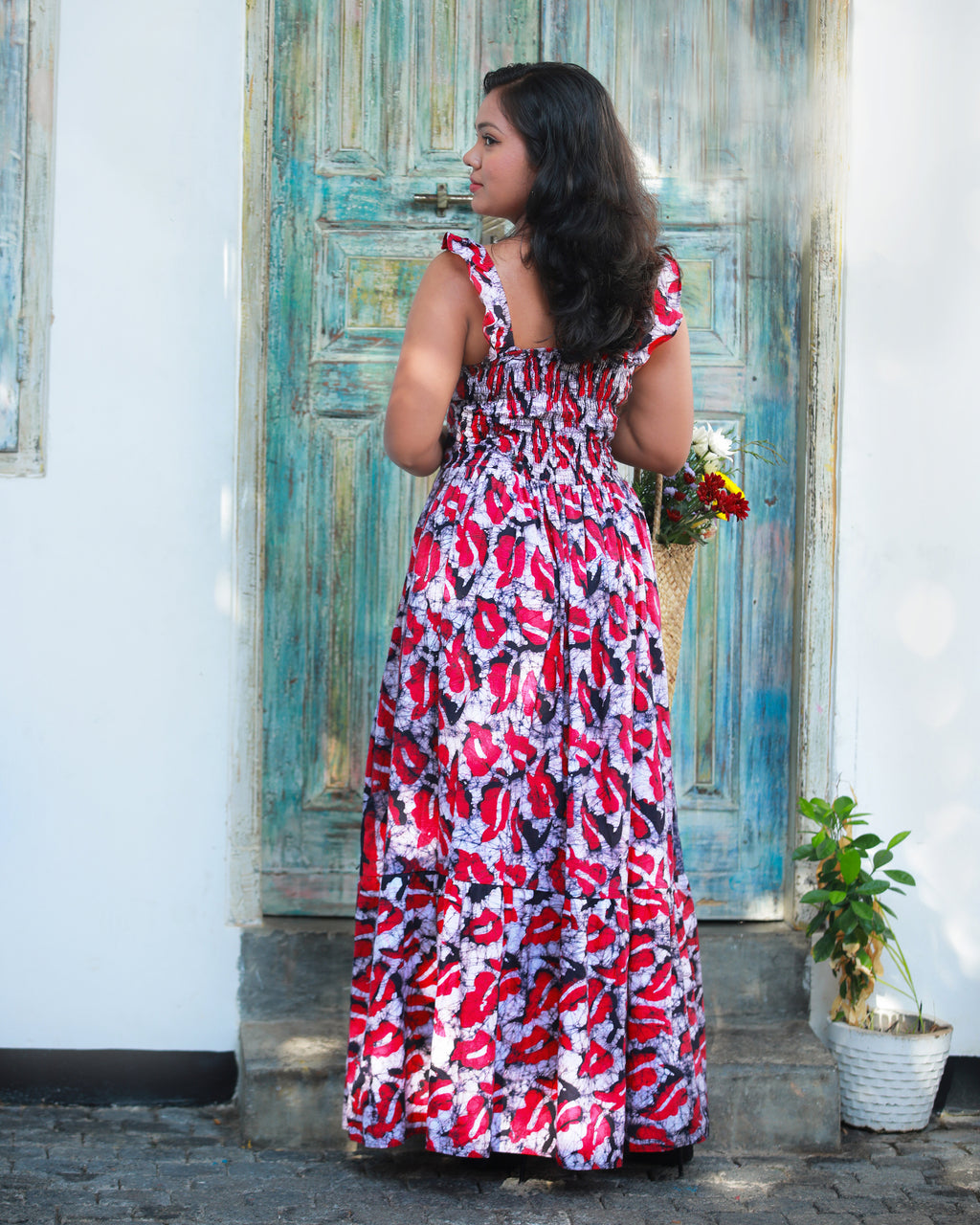 Red Monarch V Neck Maxi Dress