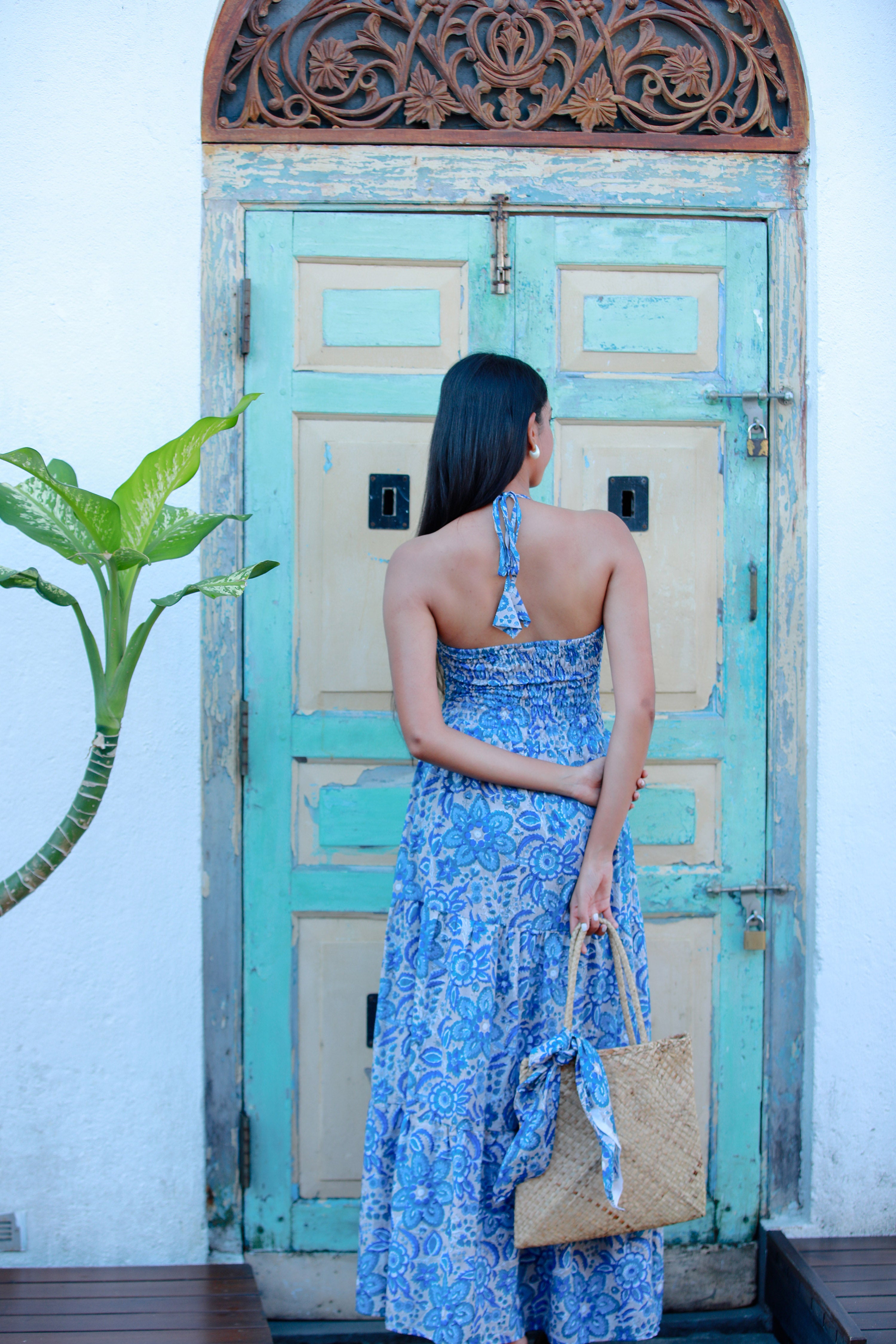 Blue Jay Halter Neck Dress