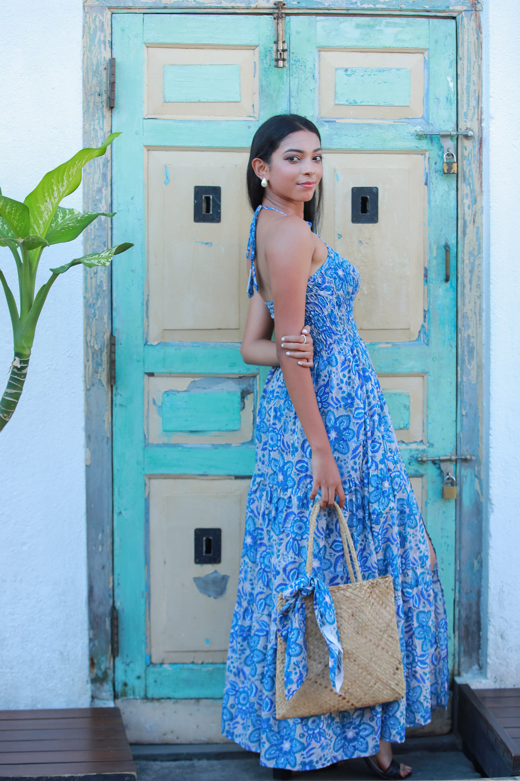 Blue Jay Halter Neck Dress