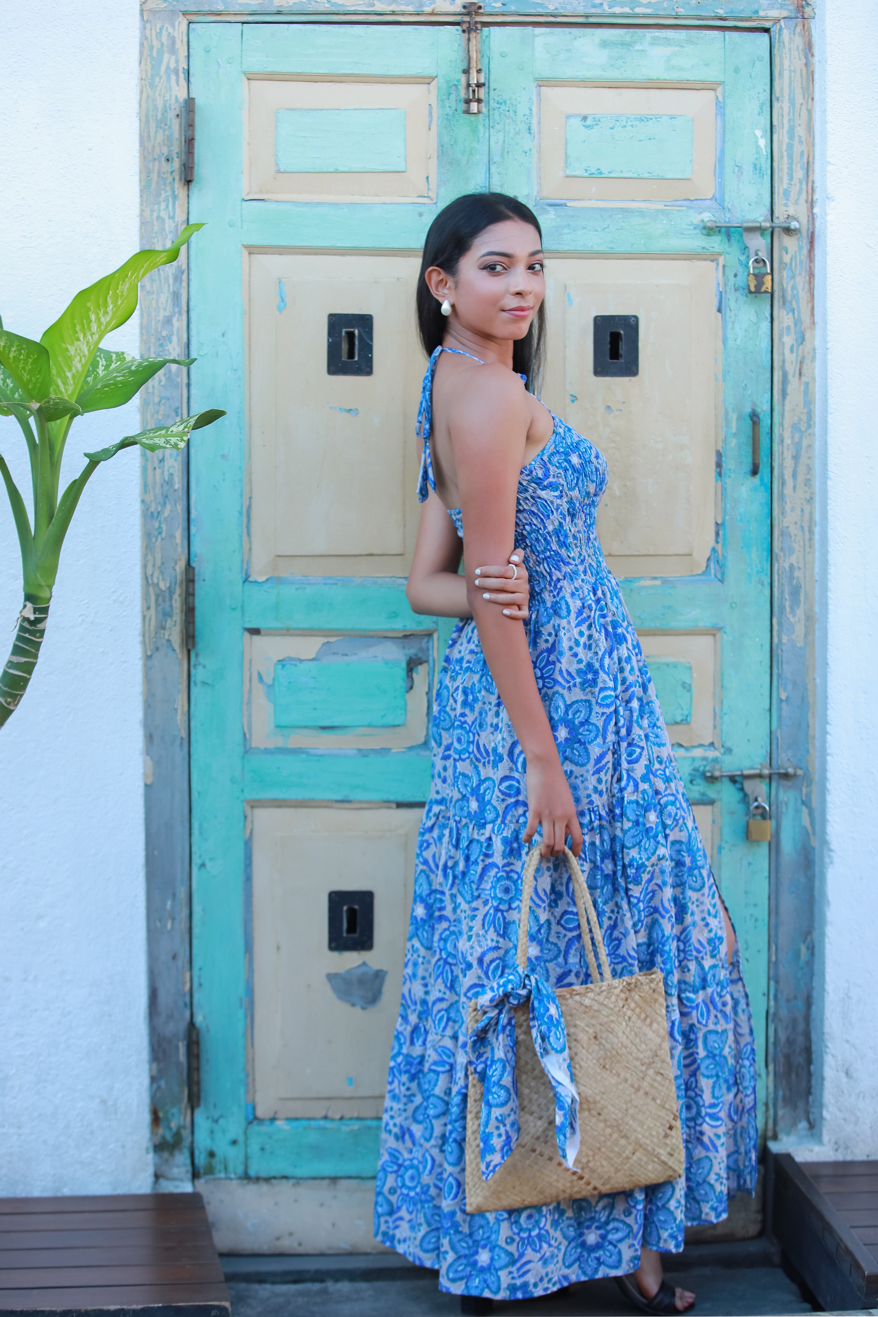 Blue Jay Halter Neck Dress