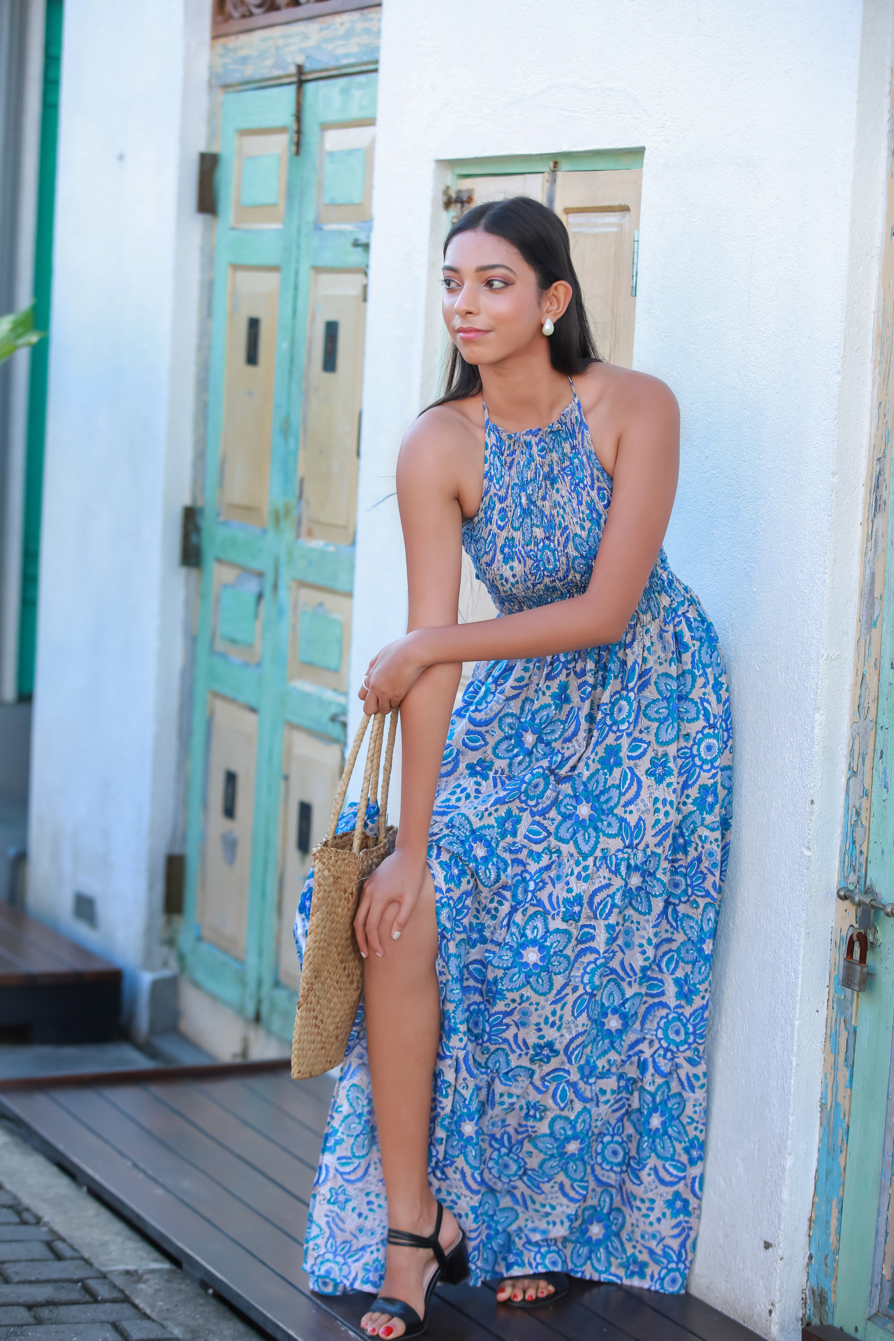 Blue Jay Halter Neck Dress