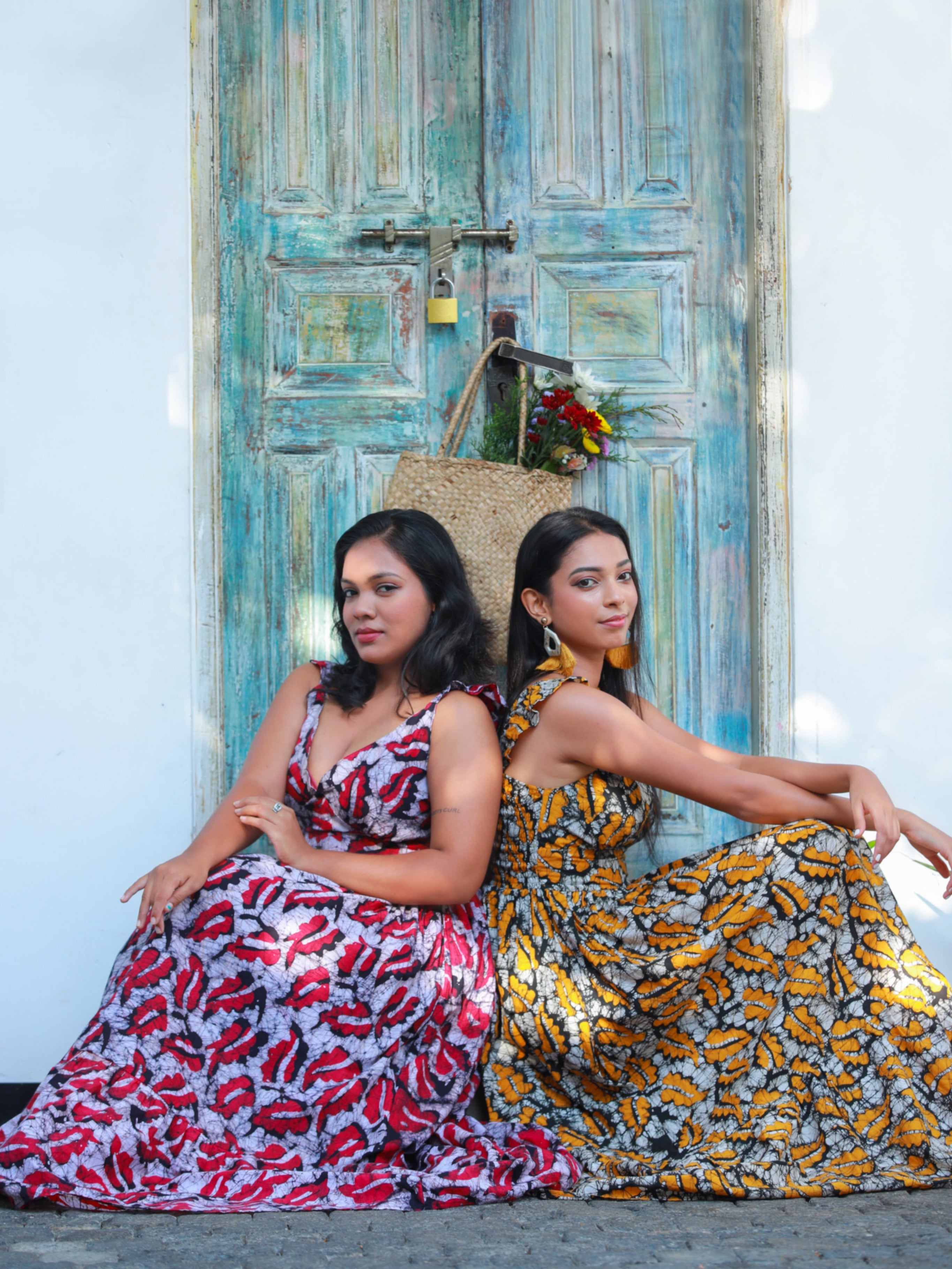 Red Monarch V Neck Maxi Dress