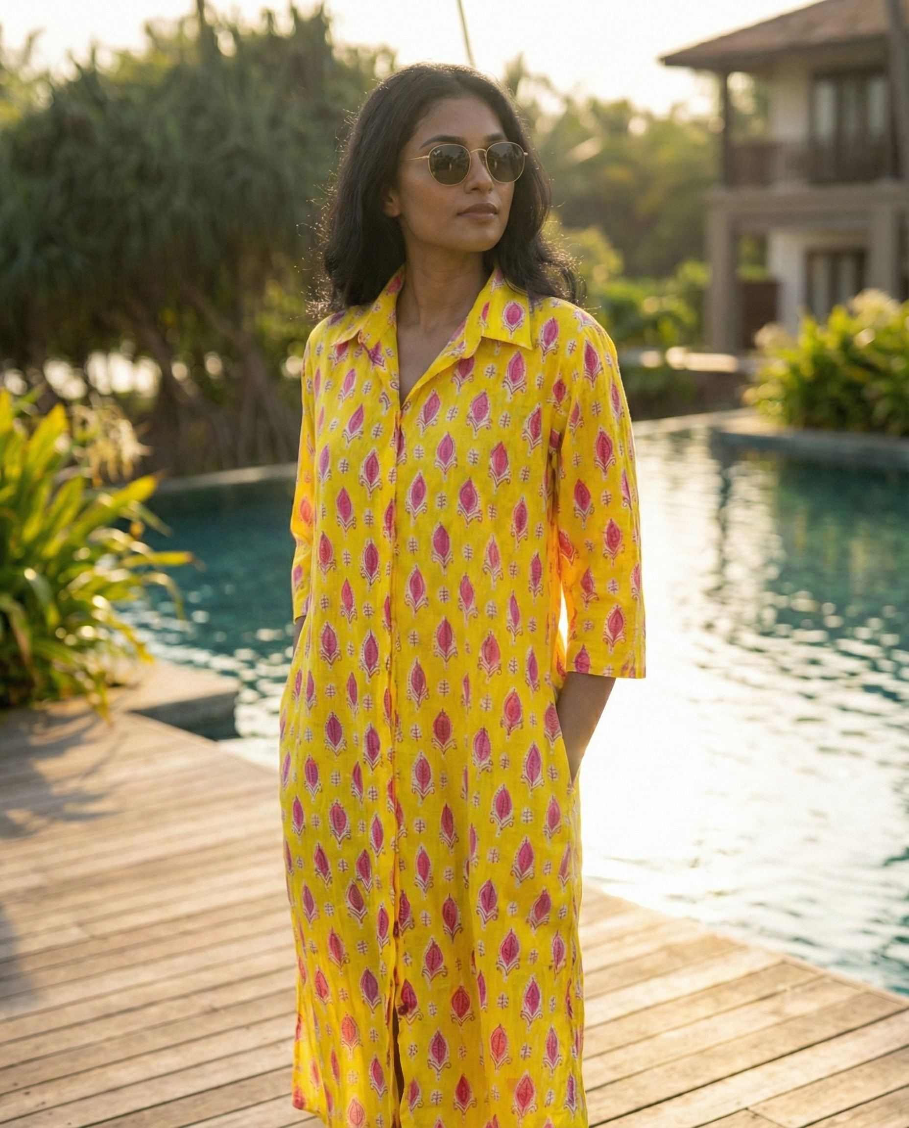 Sunbird Cotton Shirt Dress – Block Printed Cotton