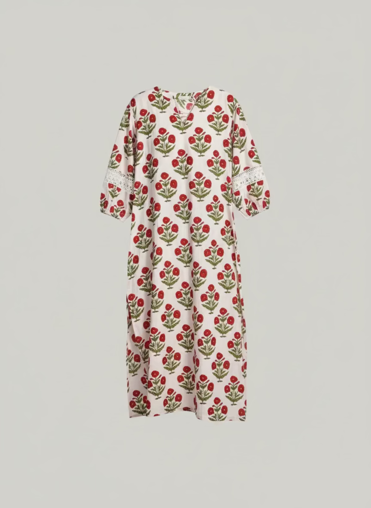 Floral patterned kurta top on a plain background