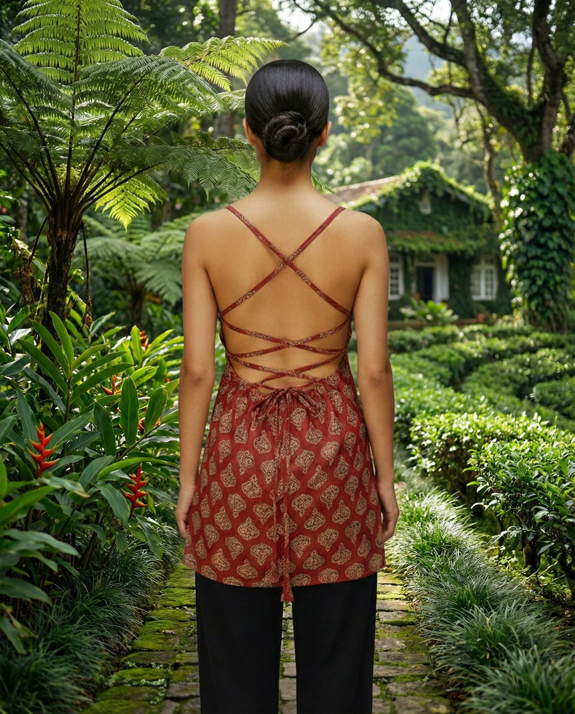 Taara Backcross Halter-Tie Cotton Top