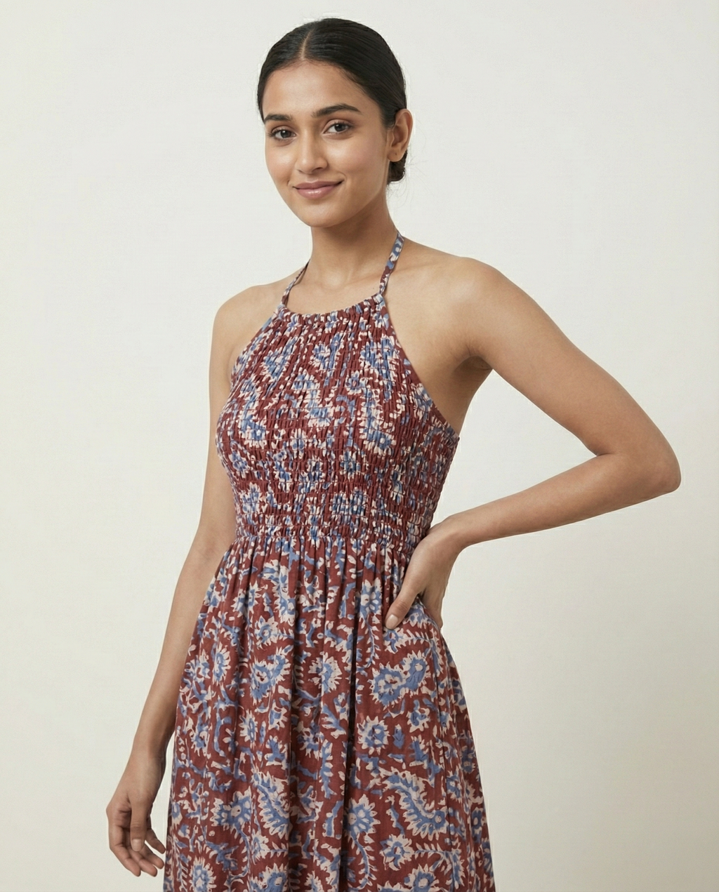 Burgundy Wings Halter Neck Dress