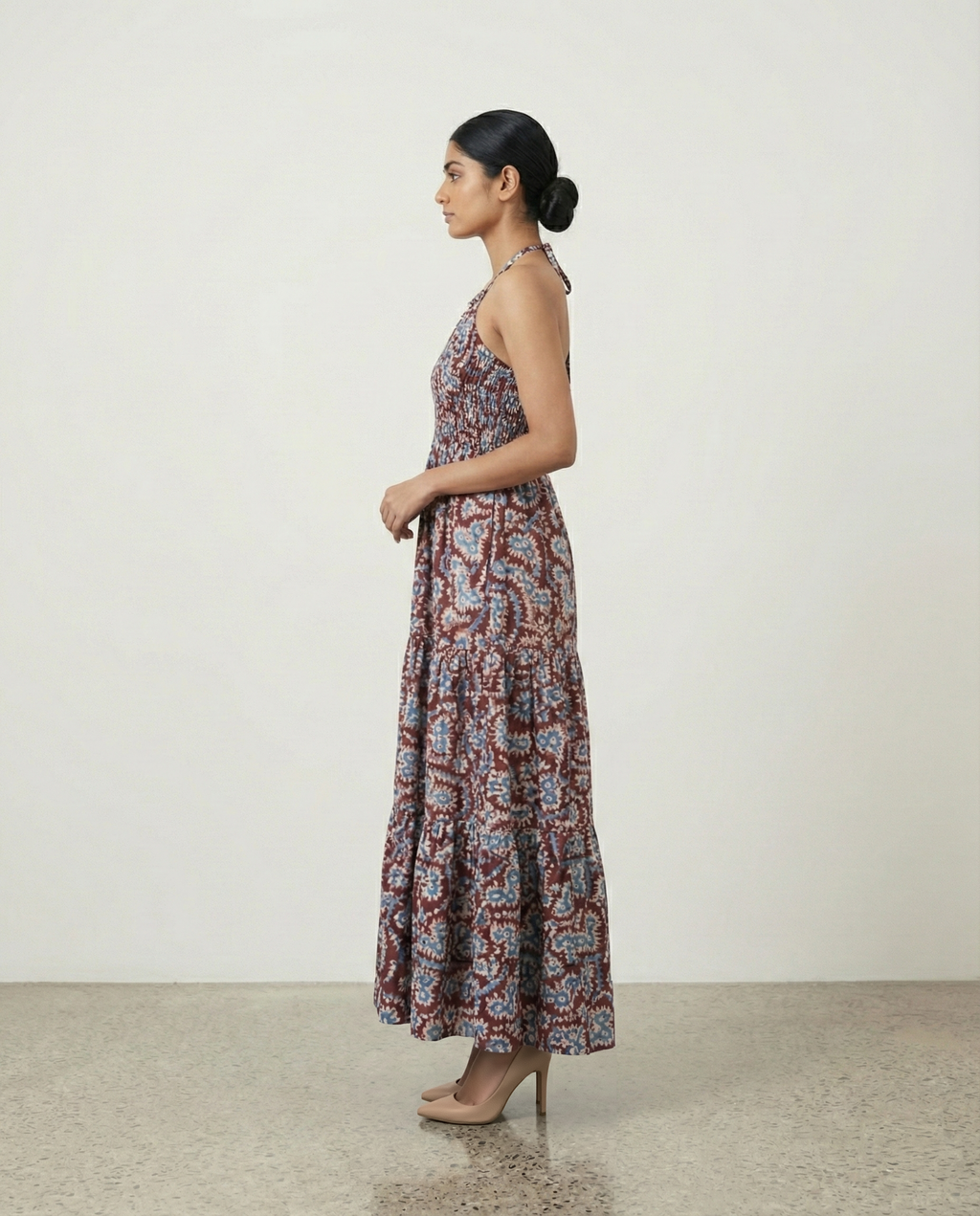 Burgundy Wings Halter Neck Dress